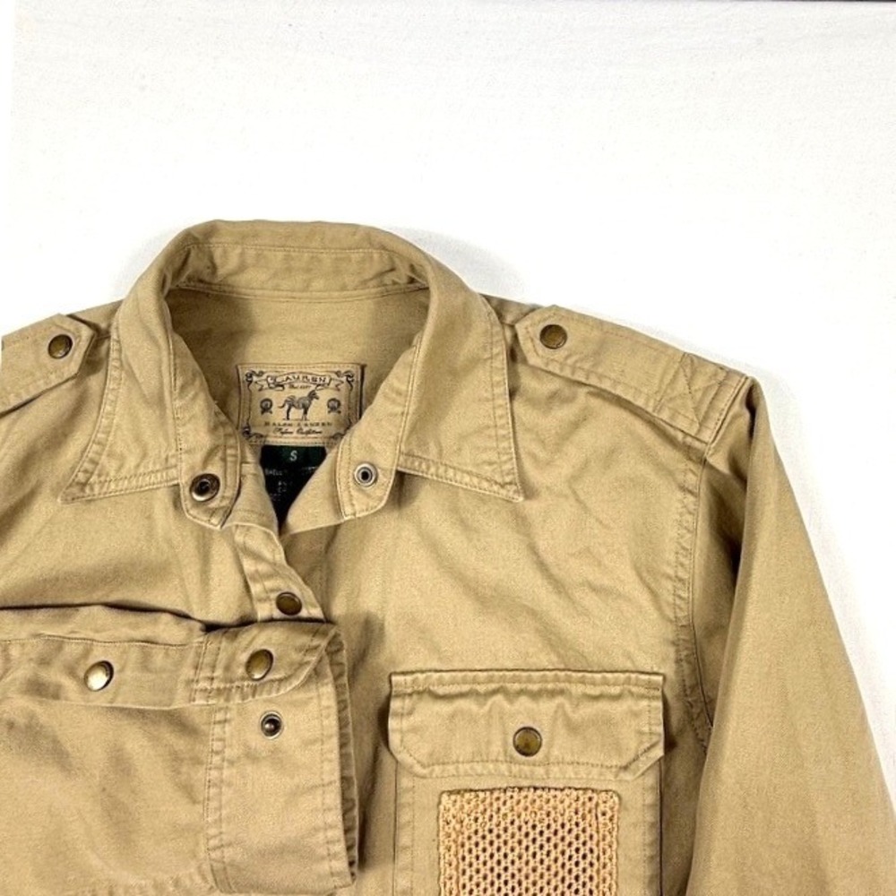 Lauren Ralph Lauren Safari Outfitters Khaki Cotton Utility Shirt Womens Small - Picture 1 of 7
